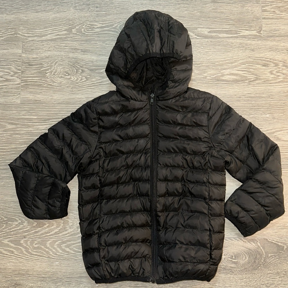 Class Club Boys Kids Youth Black Hooded Puffer Jacket Coat Zipper Size 6/7